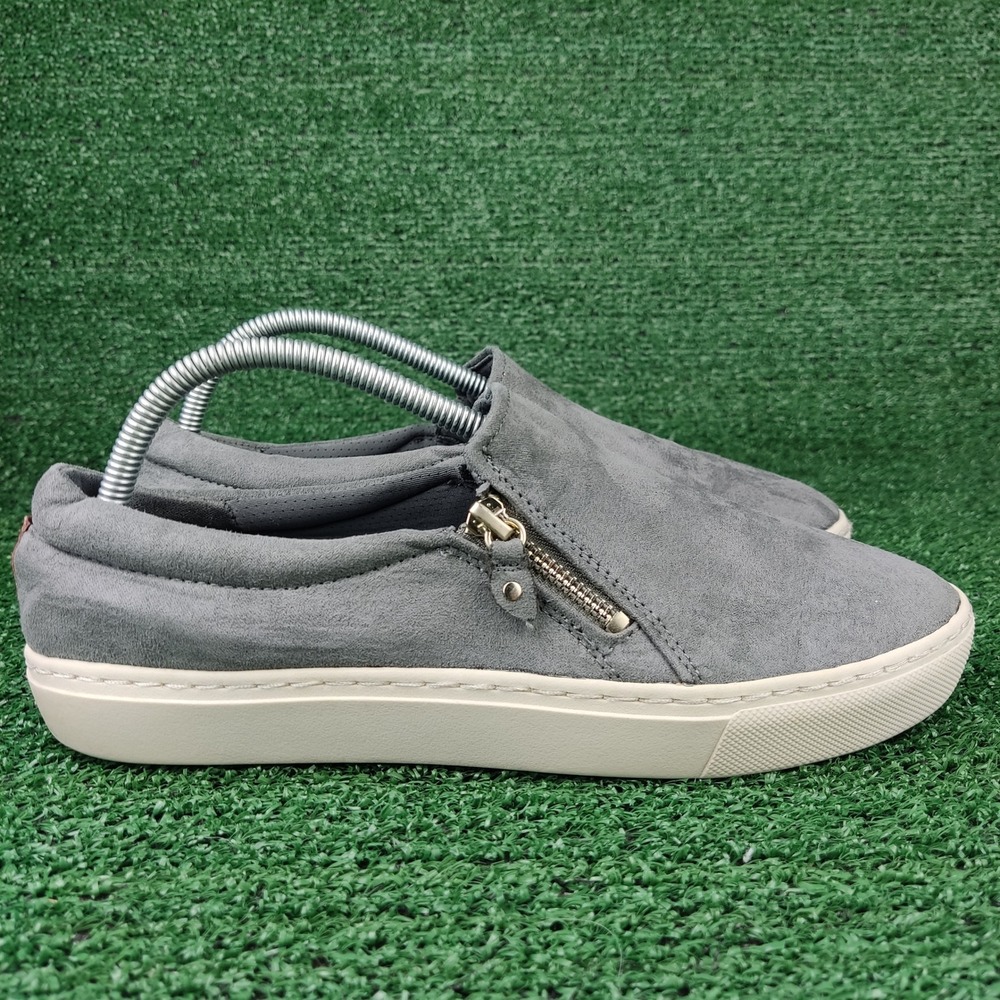Dr. Scholl's Sneakers Women 10 Grey No Chill Slip On Platform Zipper Microsuede